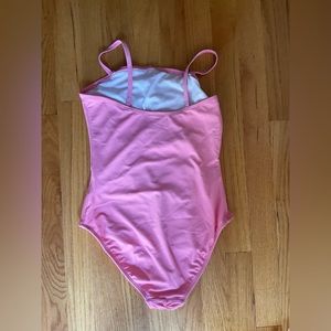Hanna Anderson Girls size 150 (12) pink one piece bathing suit.